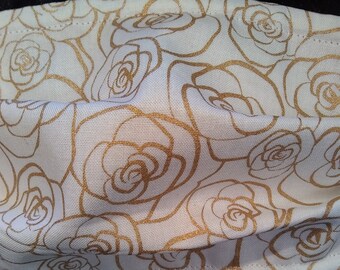 Gold Metallic Roses Mask, Elegant Dress Occasion