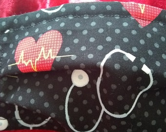 Heartbeat Stethoscope Face Cover: Quilting Cotton Mask