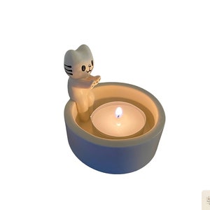 Cute Cat Candle Holder, Cat Ornament Tea Light Holder, Cat Lover Gift, Cat Gifts, Cat Decor, Cute Table Decor, Cat Animal Ornaments