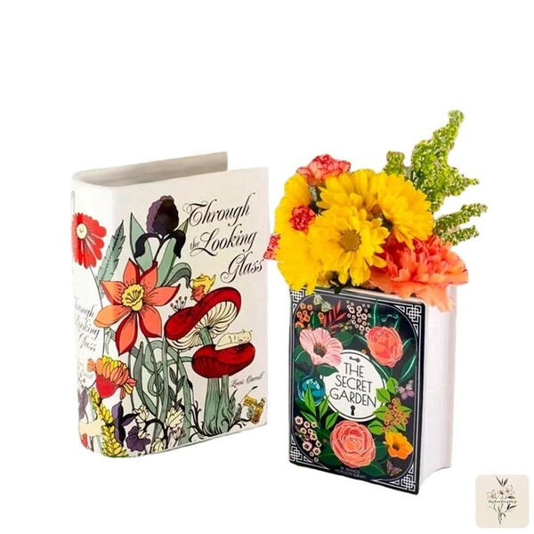 Ceramic Book Vase, Book Flower Vase, Small Ceramic Vase for Flowers, Table Centerpiece, Flower Bud Vase Decor, Modern Vase, Figurine Vase
