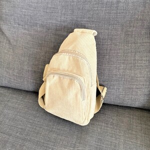 XZQTIVE Corduroy Sling Bag for Women/Men Small Crossbody Backpack