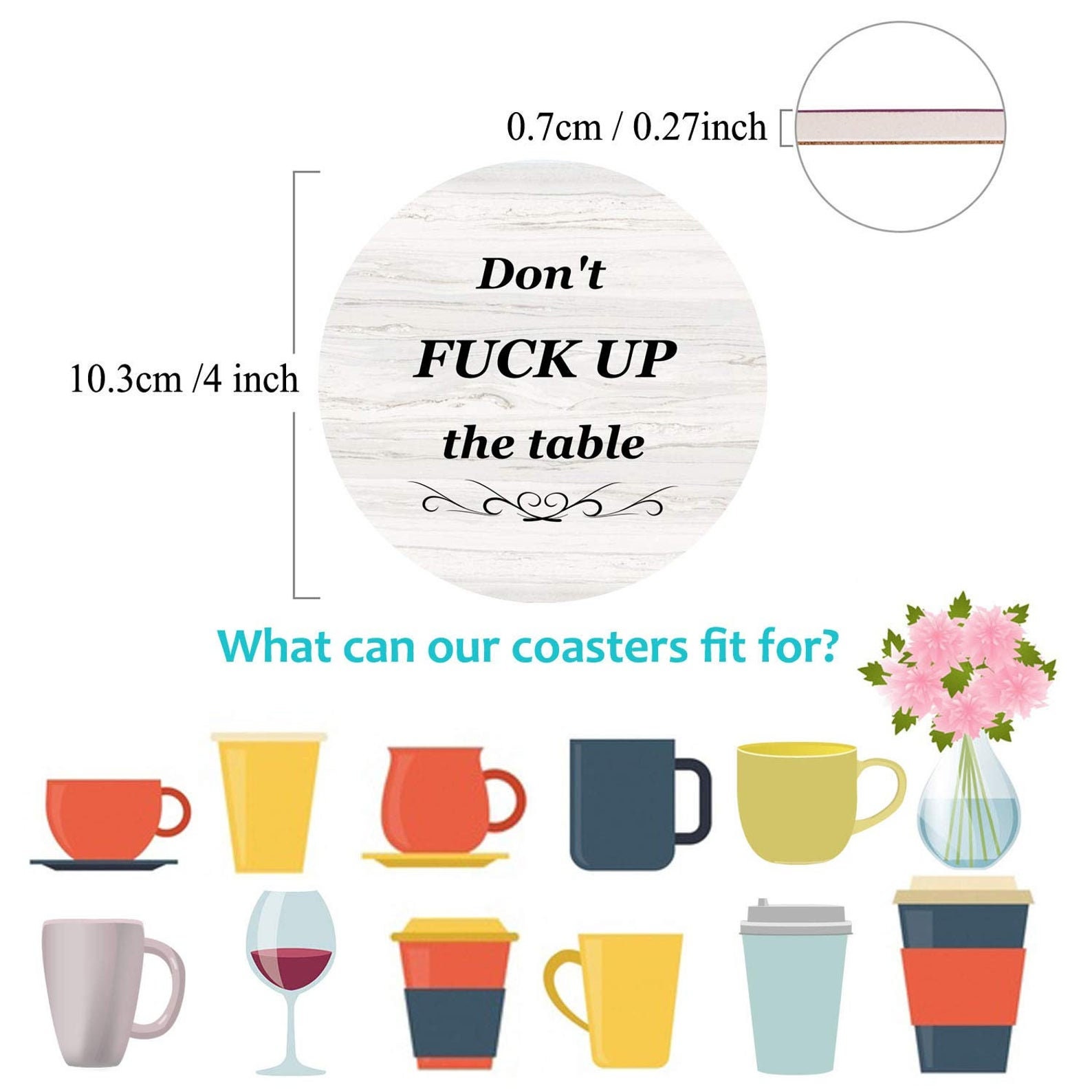 Funny Ceramic Drink Coaster Coasters Set Wine Beer Cup Glass Etsy