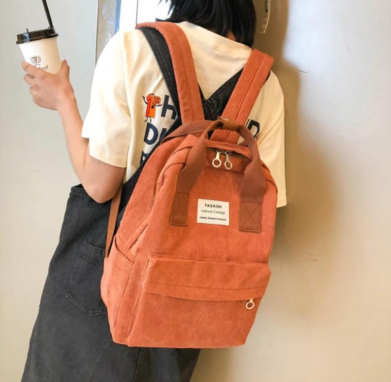 Large Corduroy Backpack Velvet Backpack Women Eco Friendly Etsy