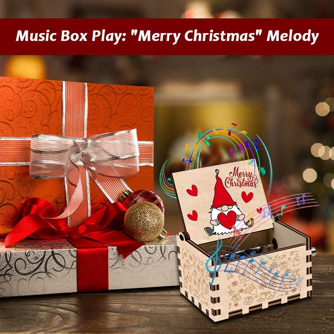 Merry Christmas to You Music Box Wood Laser Engraved Gift Etsy