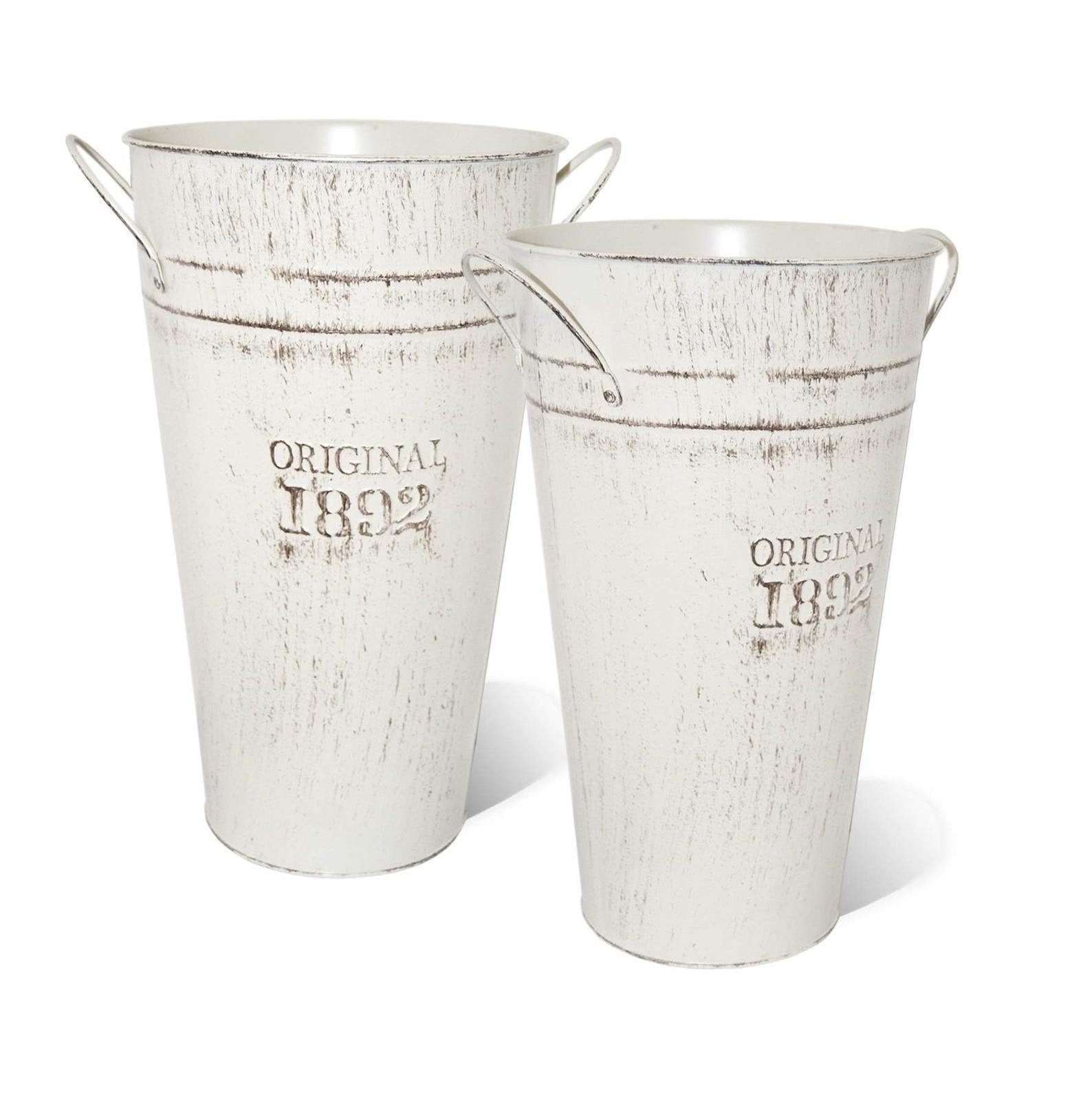 Set of 2 Galvanized Metal Planter Vase Pot Basket Bin Etsy