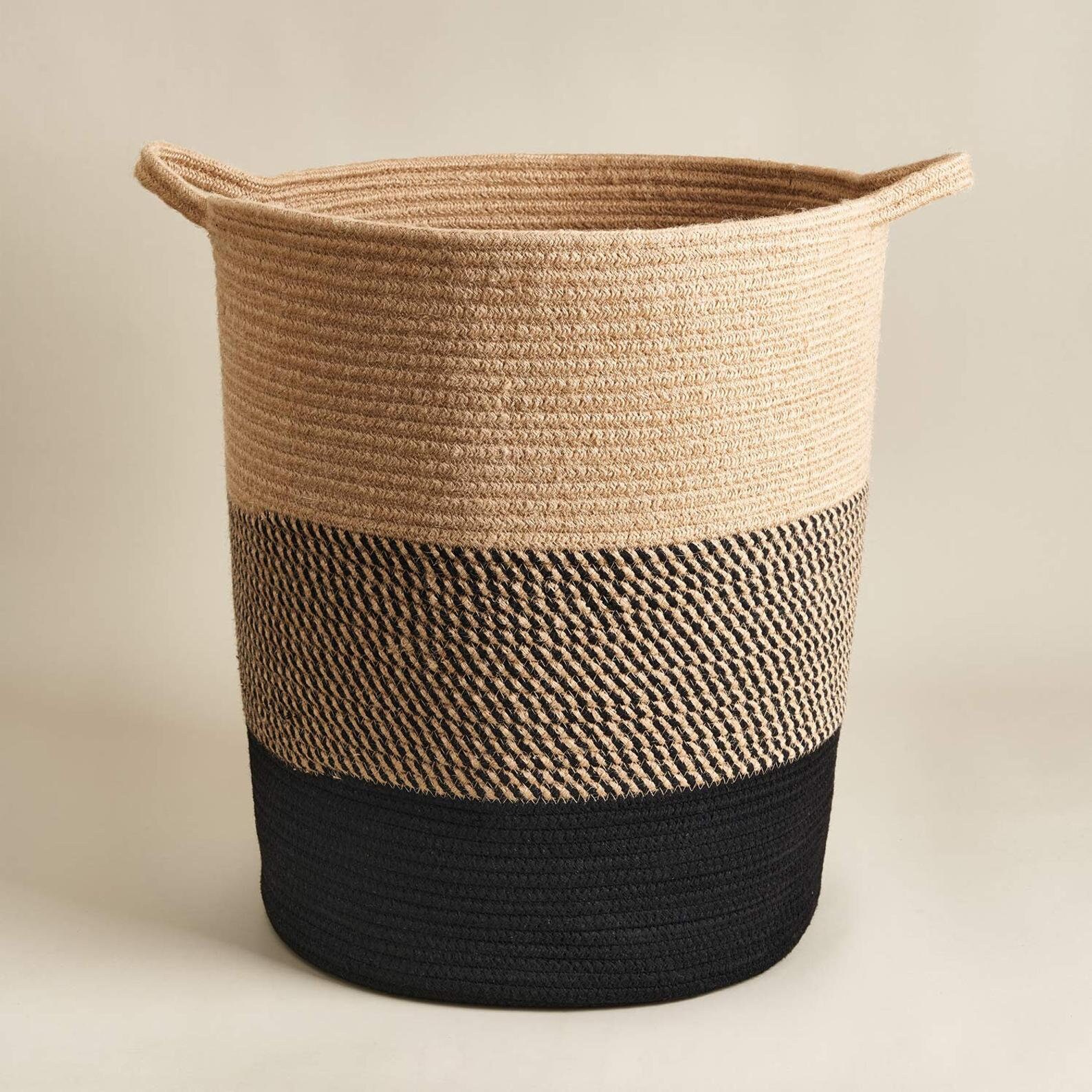 Large Woven Jute Rope Laundry Basket Natural Brown Storage Etsy