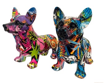 Graffiti Corgi Statue, Graffiti Street Art Corgi Ornament, Corgi Art, Dog Gifts, Corgi Dog Ornament, Corgi Gifts, Dog Decor, Corgi Figurine