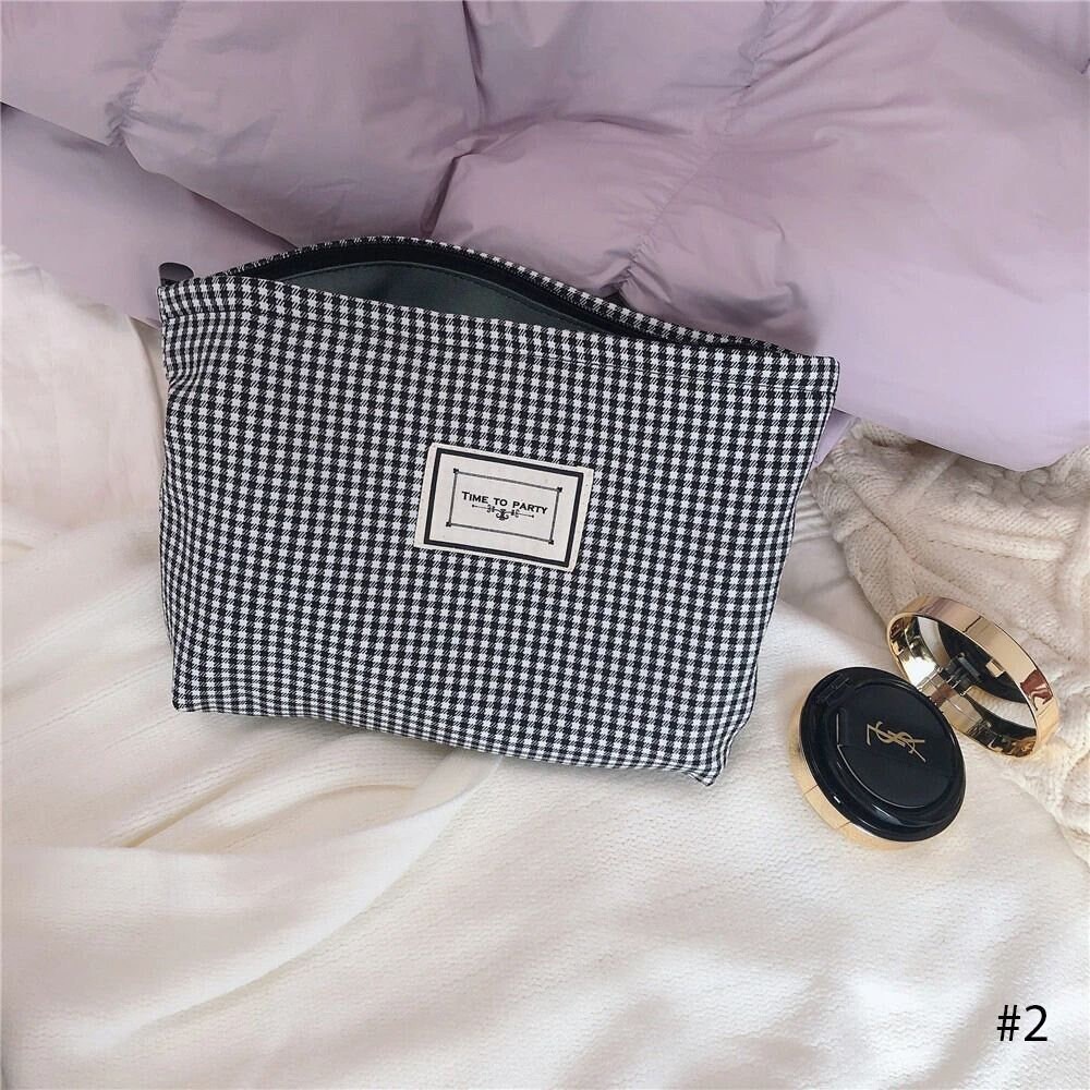 Canvas Cosmetic Bag Vintage Makeup Bag Cotton Zipper Pouch Etsy