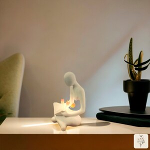 Reading Miniature Lamp, Reader Figurine Cute Table Lamp Modern, Flower Lamp, Resin Lamp, Bedside Lamp, Resin Night Light, Shipped from USA image 5