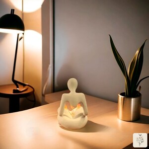 Reading Miniature Lamp, Reader Figurine Cute Table Lamp Modern, Flower Lamp, Resin Lamp, Bedside Lamp, Resin Night Light, Shipped from USA image 7