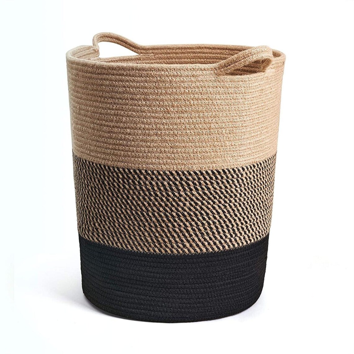 Large Woven Jute Rope Laundry Basket Natural Brown Storage Etsy
