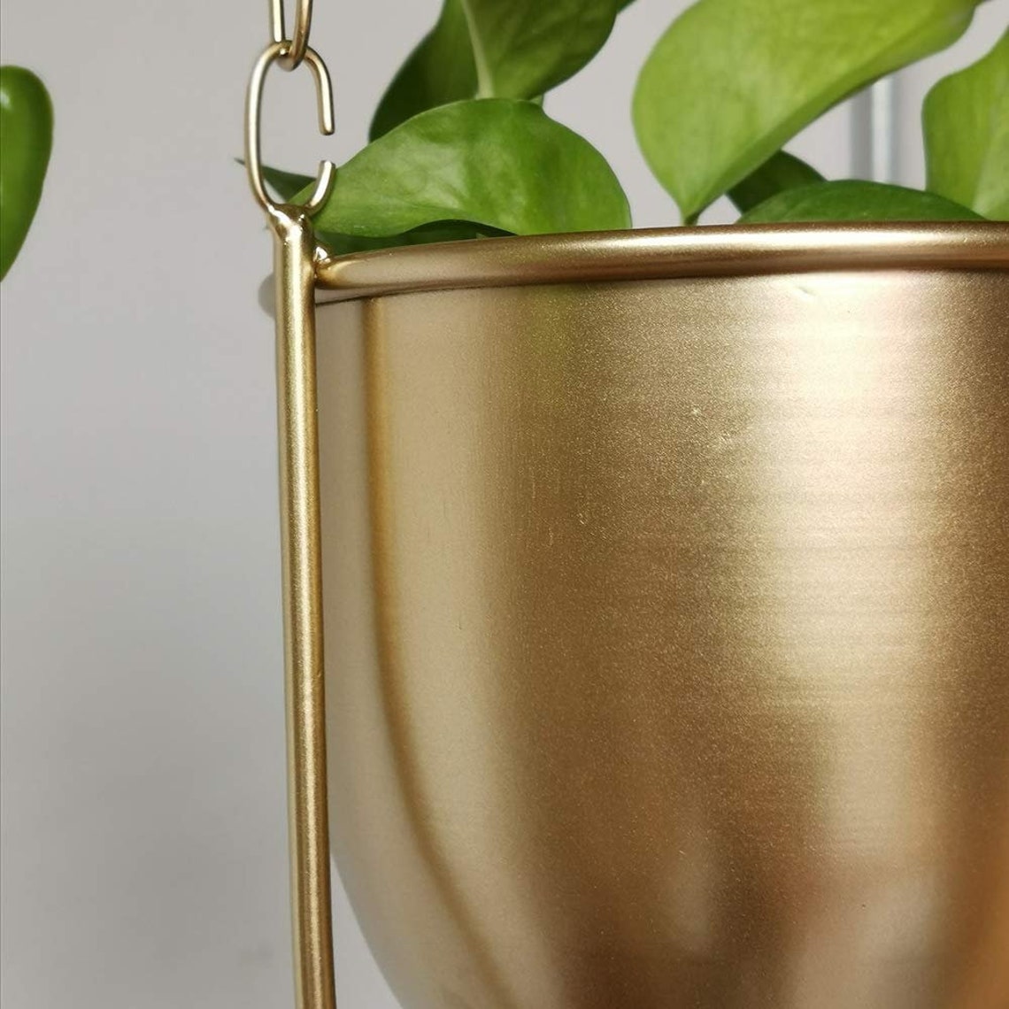 GOLD Oval Metal Hanging Planter Plant Pot Modern Indoor Etsy