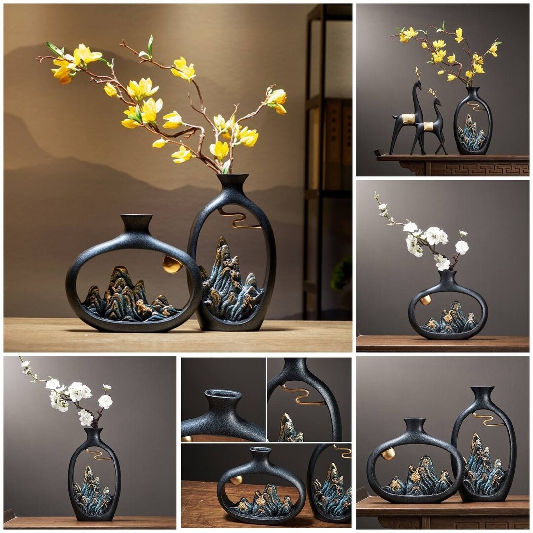 Japanese Vase, Japanese Flower Vase, Asian Decor Table Centerpiece, Bud