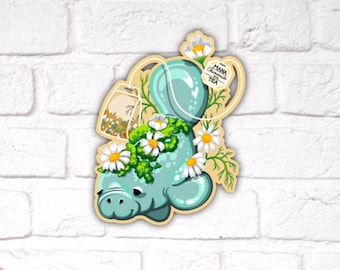 Sticker ManaTea : lamantin camomille, Floride Sticker