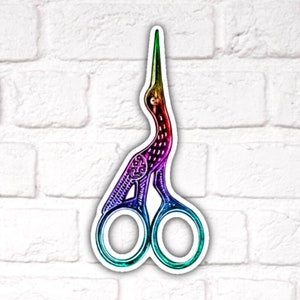 Stork Scissor Vinyl Sticker Perfect for Cross Stitch, Embroidery, and Sewing Fans
