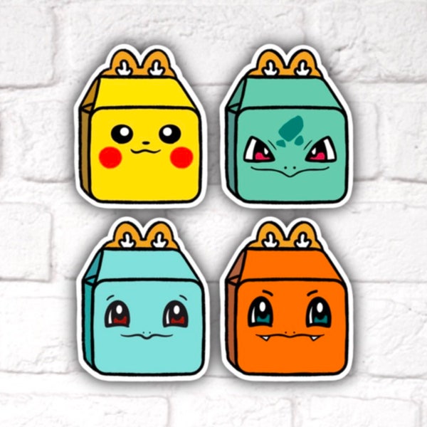 Pokemon Pikachu, Bulbasaur, Charmander, Squirtle Happy Meal Fan Art Vinyl Stickers