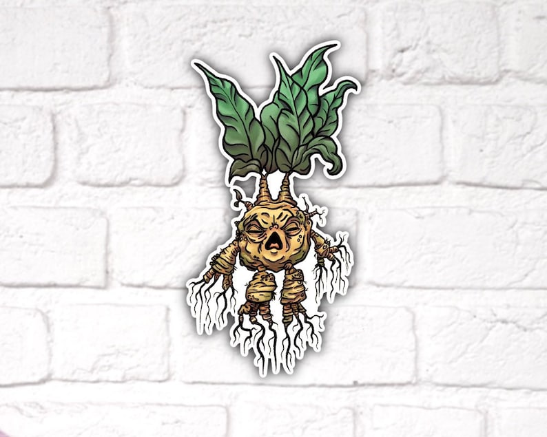 Mandrake Vinyl Sticker Decal, Screeching Witch Potato, Cadeaux pour les amoureux des plantes, Autocollants fantaisie image 1