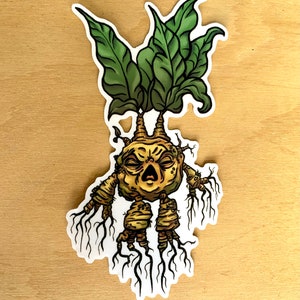 Mandrake Vinyl Sticker Decal, Screeching Witch Potato, Cadeaux pour les amoureux des plantes, Autocollants fantaisie image 2