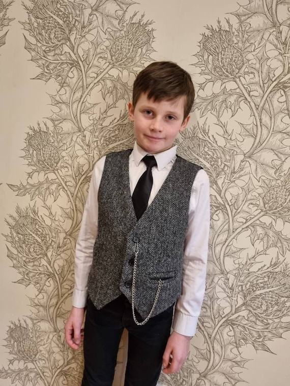 Boys grey tweed waistcoat best sale