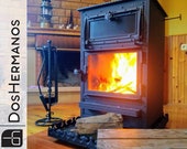 Handmade Cast Iron Fire Pit Fireplace Wood Burner Stove with Oven, Metal Indoor Log Burner, Wood Burning Stove, Metal Outdoor Oven