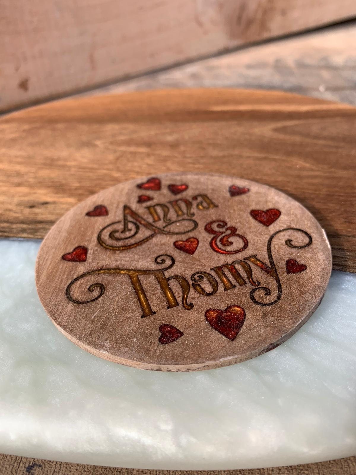 Wood Coasters Personalized Custom Name Engraved Epoxy Etsy