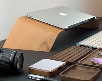 Laptop Macbook Stand Wood Ergonomic & Simple l Woodworking Lap Tray l Wooden Computer Holder l Computer Accessories l Foldable Laptop Stands