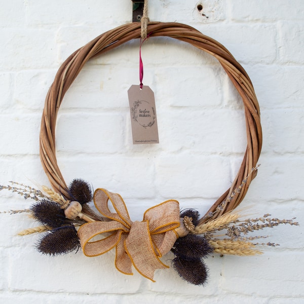 Summer Wreath Hand Woven, Natural Foliage, Rustic, Indoor/Outdoor Decorations, Country Living, Farm House, Wiltshire. 32cm diameter