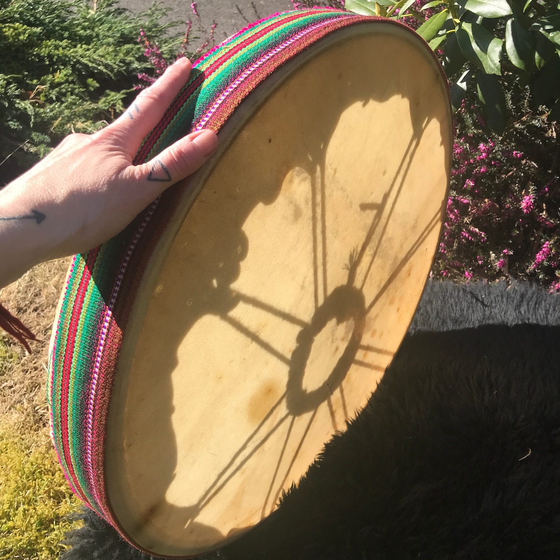 Shamanic Drum Deer Hide Drum Peruvian Decoration Rawhide Etsy
