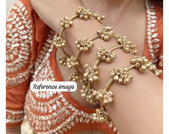 Brazaletes Ghungroo ajustables chapados en oro, joyería india - Envío con impuestos pagados