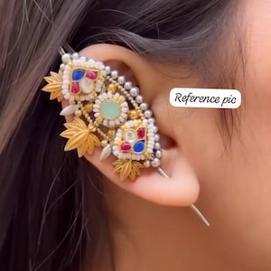 Unique Pair of Needle Ear cuff Earrings, Gold-Plated Hooked Bugadi Earring, Kaanphool, Minimalist Design, Indian Jewelry, Gift for Her, USA