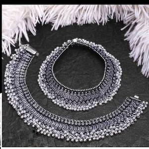 Fußkettchen, oxidierte Silber Fußkettchen, traditionelles Payal, indischer Schmuck, kostenloser Versand