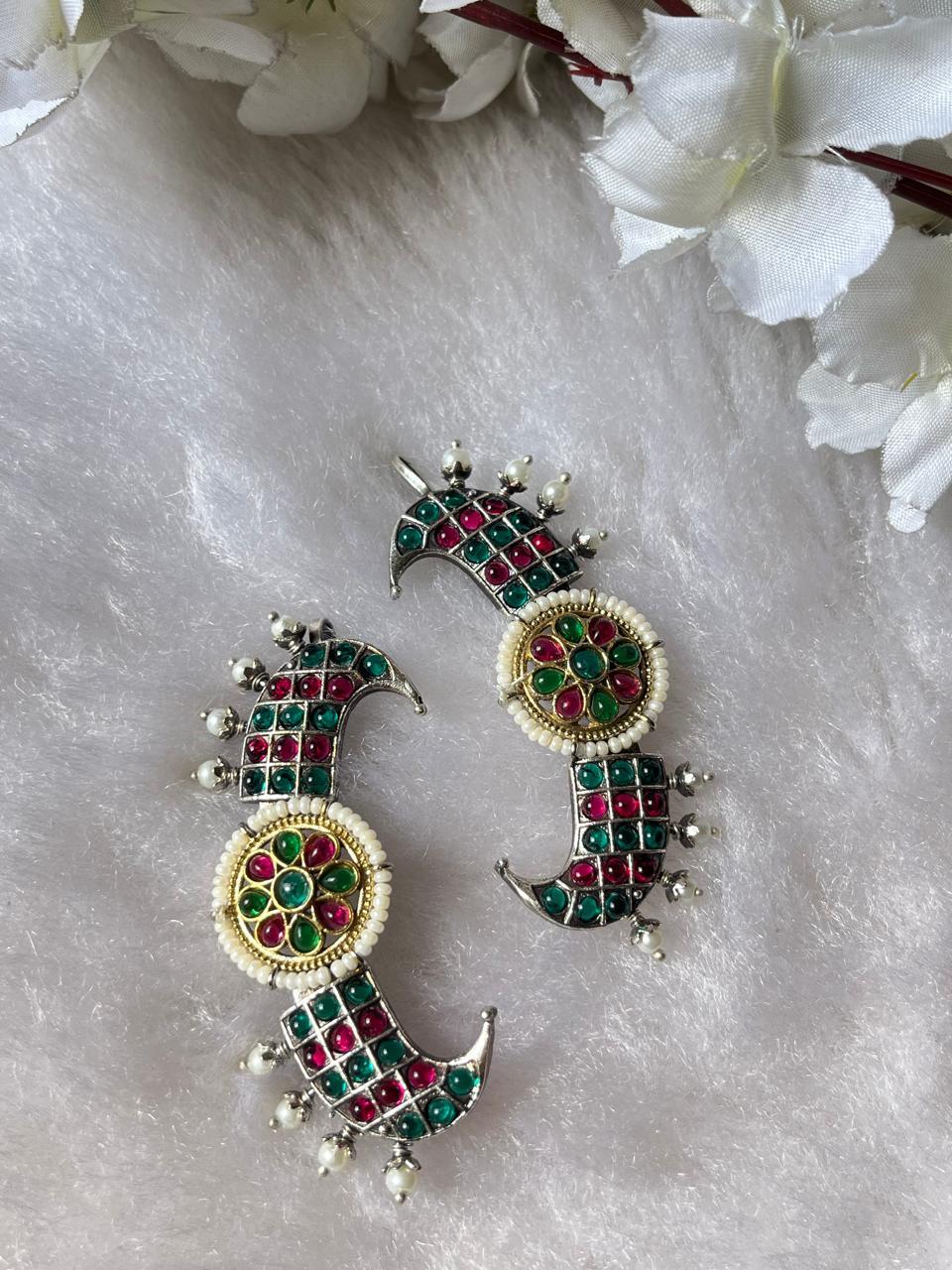 New Trending Dual Tone Premium Stone Ear cuff  Earring, Ear wrap, Earclip, Bugadi Indian Jewelry, Gift For Her, USA, Free Shipping