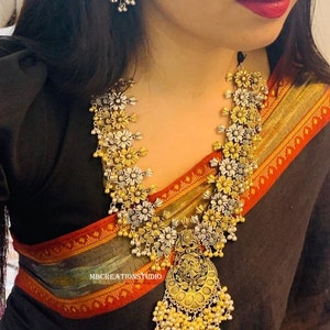 Afghani Jewelry, Boho Necklace and Earring set, Indian jewelry, silver oxidised long Jewelry, Long haram jewelry, Free shipping