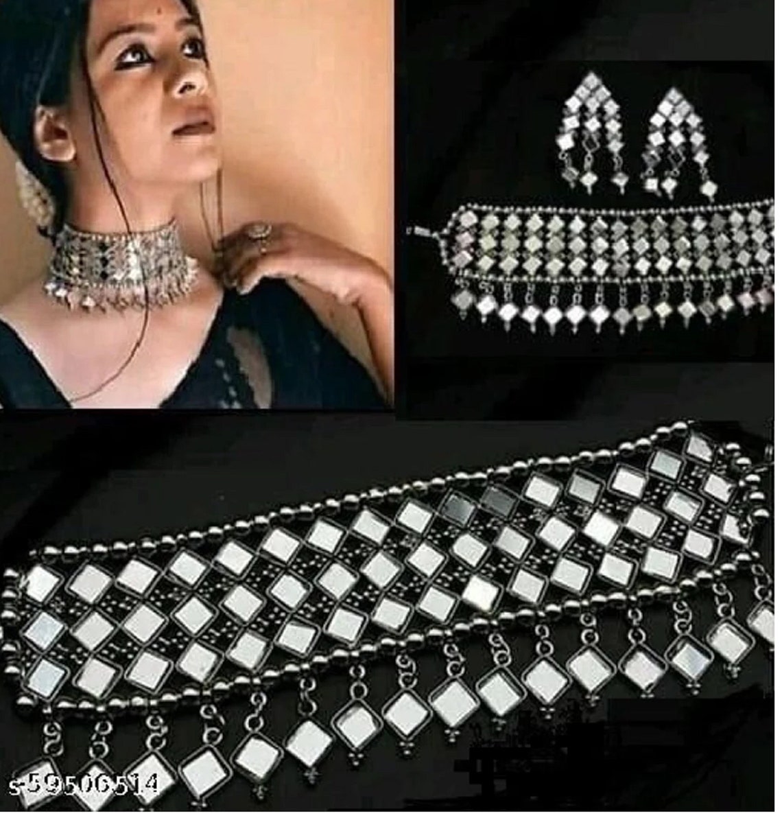 Mirror Chokers Choker Necklace and Earrings Indian Jewellery Etsy