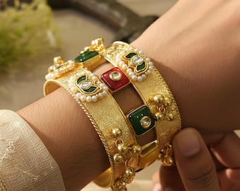 Brazalete Ghungroo dorado / Brazalete indio ajustable. Envío con impuestos pagados.