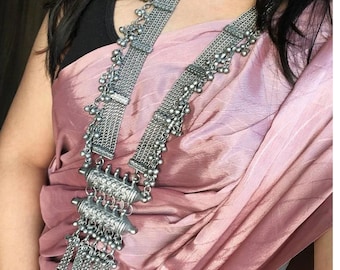 Oxidized Silver Afghani Necklace, Tribal Boho Pendant - Delivery Duty Paid