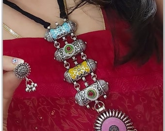 Kundan Stone Silver Hasli Necklace and Earrings, Bollywood Indian Jewelry, Delivery Duty Paid