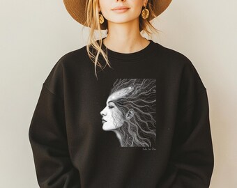 Third Eye Chakra Sweatshirt – Minimal Line Art, Expanding Universe Design, Ajna-Chakra, Yoga Clothing, Kundalini, Meditation Shirt
