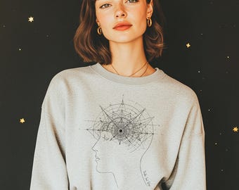 Third Eye Chakra Sweatshirt – Minimal Line Art, Expanding Universe Design, Ajna-Chakra, Yoga Clothing, Kundalini, Meditation Shirt
