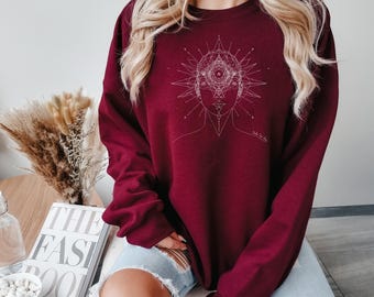 Third Eye Chakra Sweatshirt – Minimal Line Art, Expanding Universe Design, Ajna-Chakra, Yoga Clothing, Kundalini, Meditation Shirt