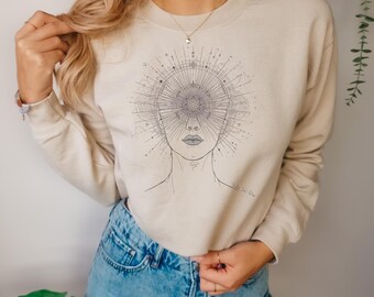 Third Eye Chakra Sweatshirt – Minimal Line Art, Expanding Universe Design, Ajna-Chakra, Yoga Clothing, Kundalini, Meditation Shirt
