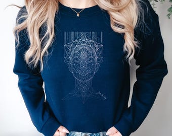 Third Eye Chakra Sweatshirt – Minimal Line Art, Expanding Universe Design, Ajna-Chakra, Yoga Clothing, Kundalini, Meditation Shirt