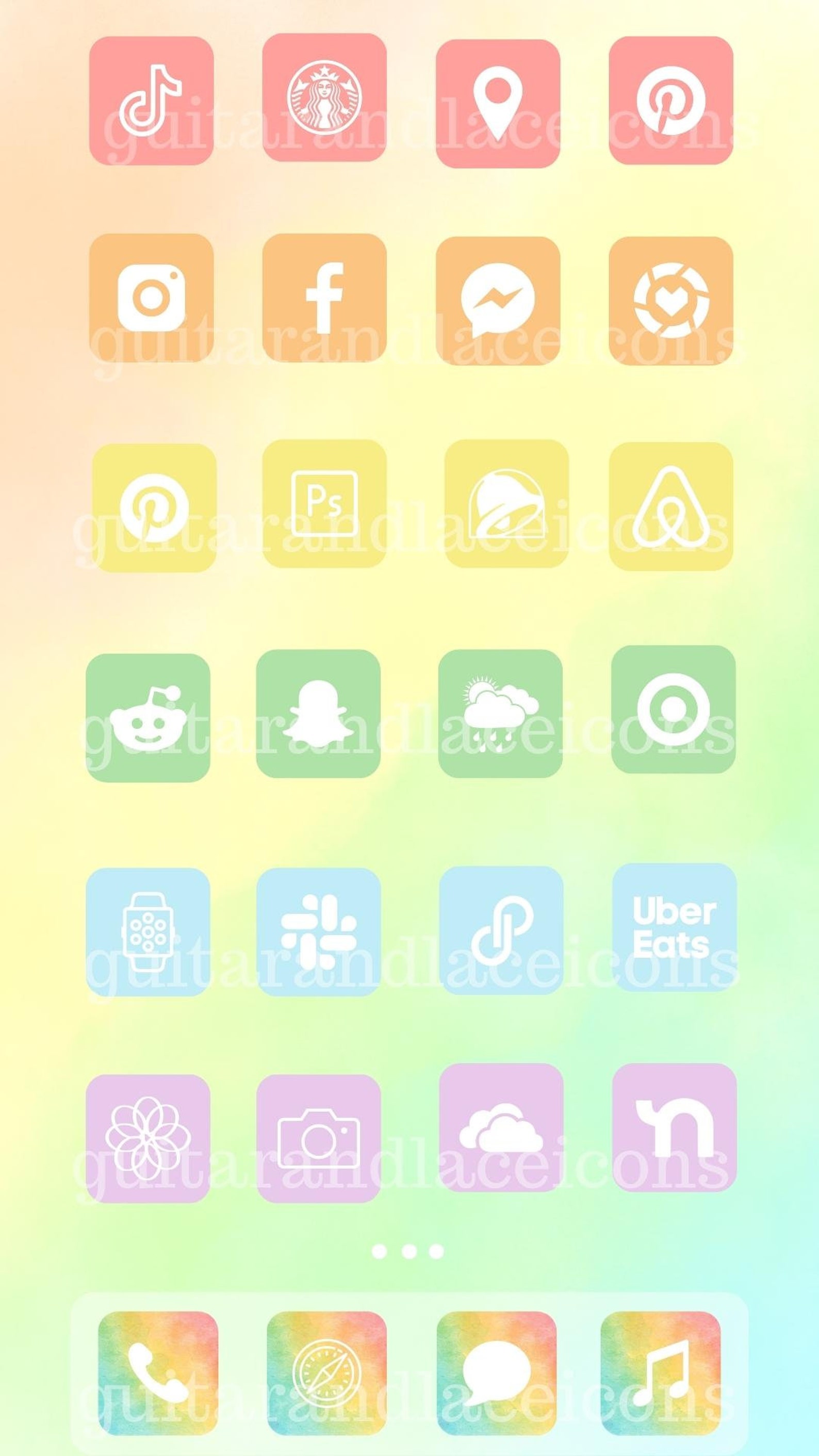 App Icon Rainbow Ribbon Rainbow Aesthetic App Icons | Rainbow Color App Icon Pack | Summer App ...