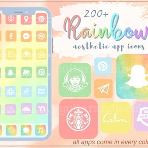 Icônes d’application rainbow Aesthetic | Pack d’icônes d’application en couleur arc-en-ciel | icônes d’application d’été | mois de la fierté | couleurs d’été | pastel arc-en-ciel