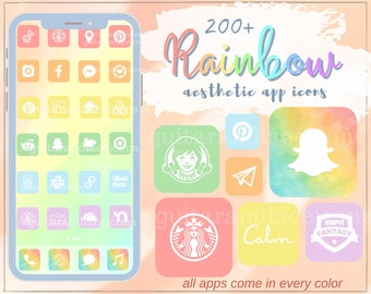 Rainbow Aesthetic App Icons | Rainbow color app icon pack | summer app icons | pride month | summer colors | rainbow pastel