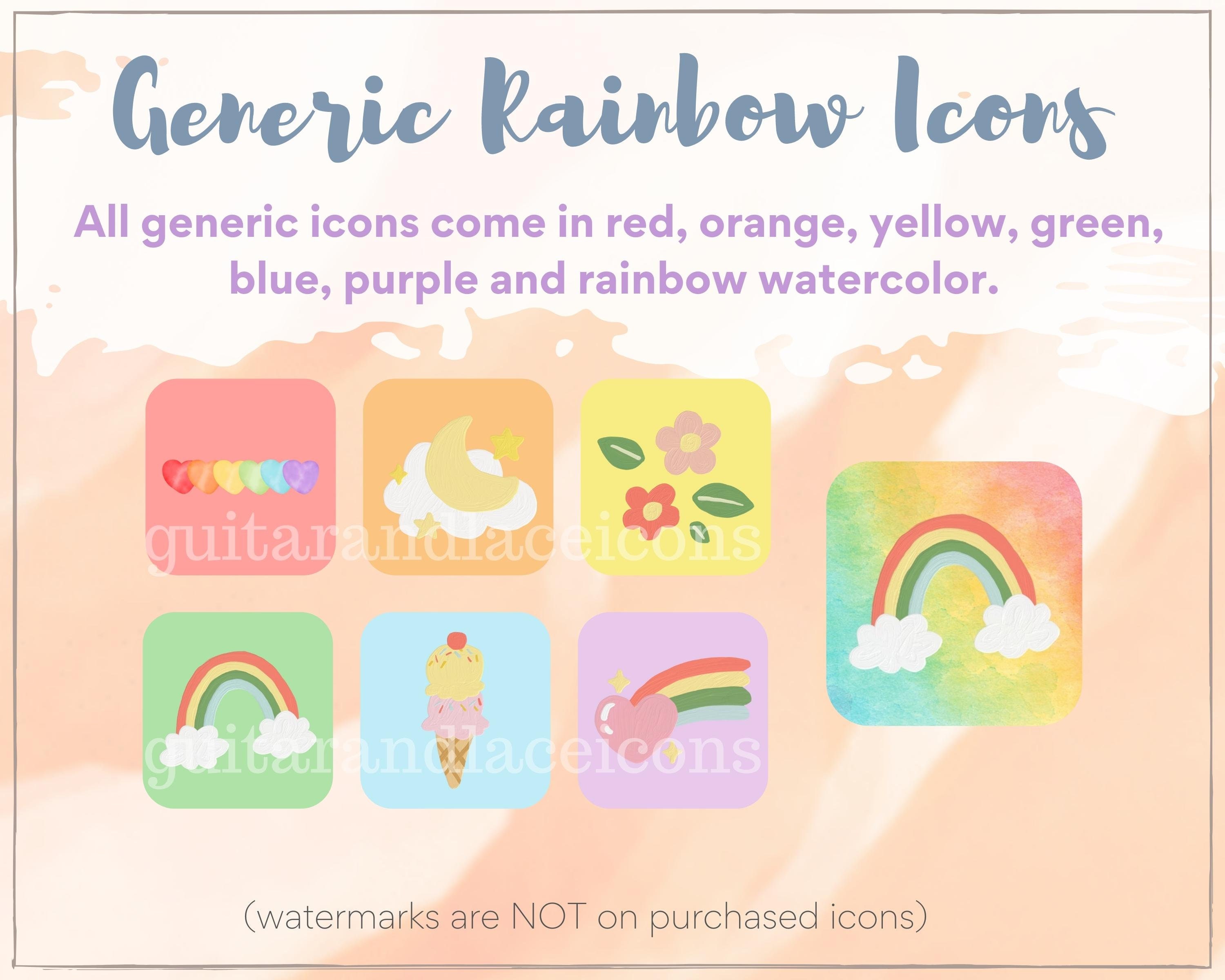 Rainbow Aesthetic App Icons | Rainbow Color App Icon Pack | Summer App
