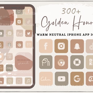 Warm Boho Aesthetic App Icons + Widgets | iPhone Apps | Android Apps | Warm Neutral Aesthetic App Icons | Golden Hour