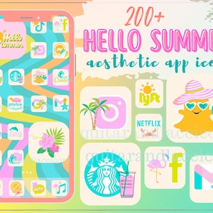 Icônes d’applications esthétiques d’été | Icônes d’applications téléphoniques d’été | icônes d’applications tropicales | widgets de téléphone | Icônes d’application iPhone | icônes d’application Android | Applications iPad