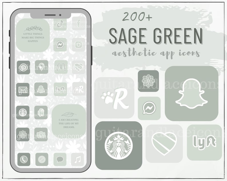 Sage Green App Icons Sage Green Aesthetic Apps Green App Etsy