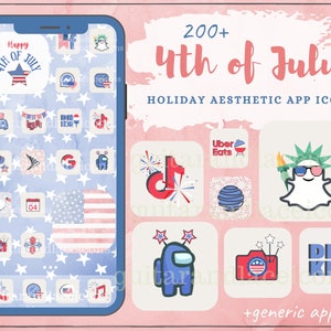 4th of July App Icons | 4th of July Aesthetic Apps | Summer Aesthetic app icons | iPhone app icons | Android App Icons